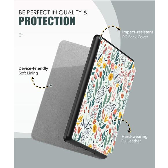 MOKAO Fits all 6" Kindle Case Flowers Magnetic Lightweight cover 11th/10th gen. - Picture 5 of 7